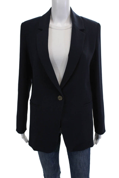 Zapa Womens One Button Long Sleeve Lined Blazer Navy Blue Size 38