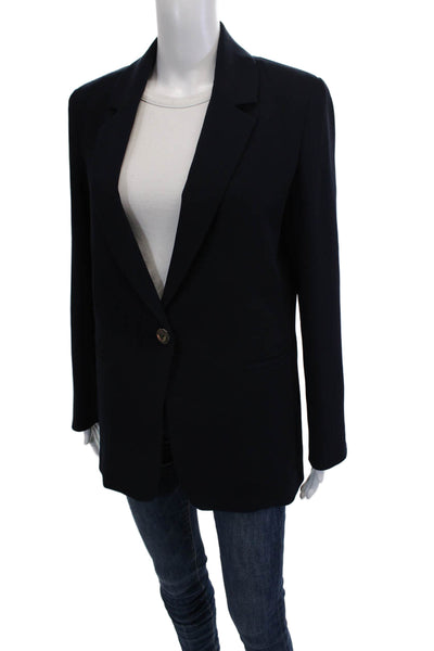 Zapa Womens One Button Long Sleeve Lined Blazer Navy Blue Size 38