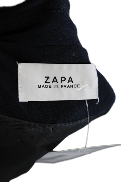 Zapa Womens One Button Long Sleeve Lined Blazer Navy Blue Size 38