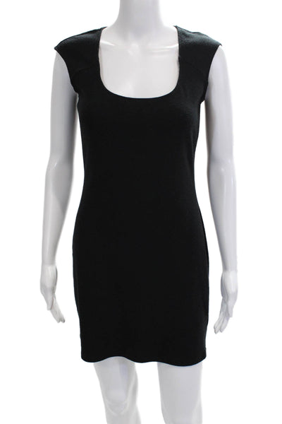 Reformation Women Bodycon Mini Dress Black Square Neck Tie Size M