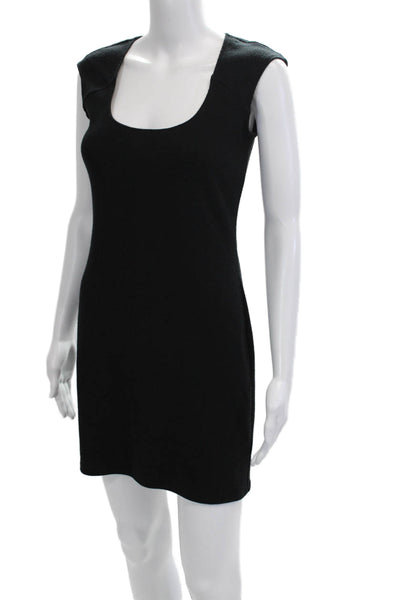 Reformation Women Bodycon Mini Dress Black Square Neck Tie Size M