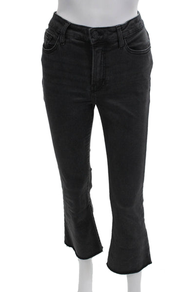 Frame Women Cropped Flared Jeans High Rise Black Size 27