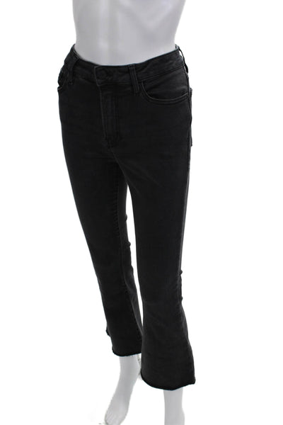 Frame Women Cropped Flared Jeans High Rise Black Size 27