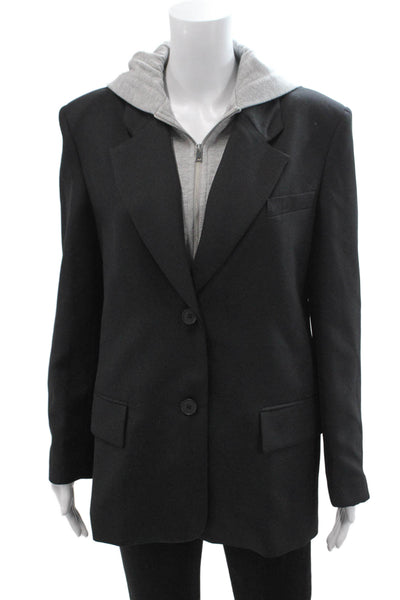 Zara Unisex Black Collared Solid Polyester Blazer Button Long Sleeve Size XS