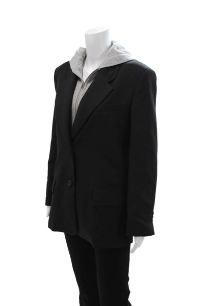Zara Unisex Black Collared Solid Polyester Blazer Button Long Sleeve Size XS