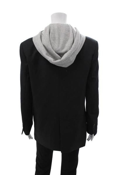 Zara Unisex Black Collared Solid Polyester Blazer Button Long Sleeve Size XS