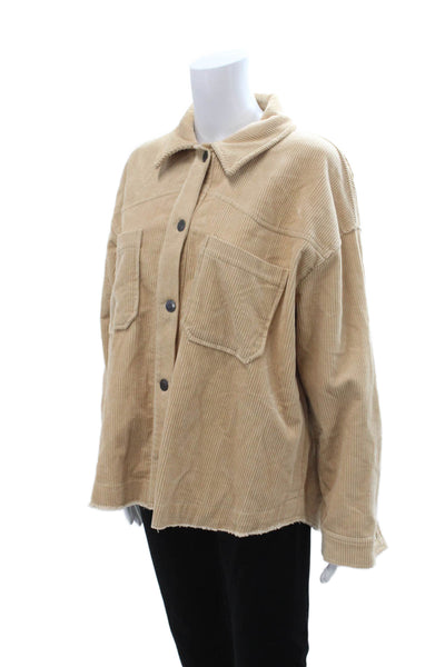Zara Women 90s Beige Cotton Collared Long Sleeve Jacket Size L