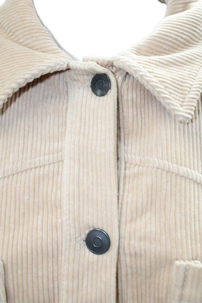 Zara Women 90s Beige Cotton Collared Long Sleeve Jacket Size L