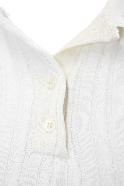 Zara Womens Basic Ringer Polo White Collared Short Sleeve Cotton Blend Size S