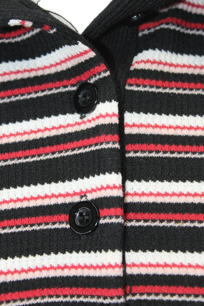 Lioness Mens Black Striped Collared Polo Long Sleeve 90s Size S