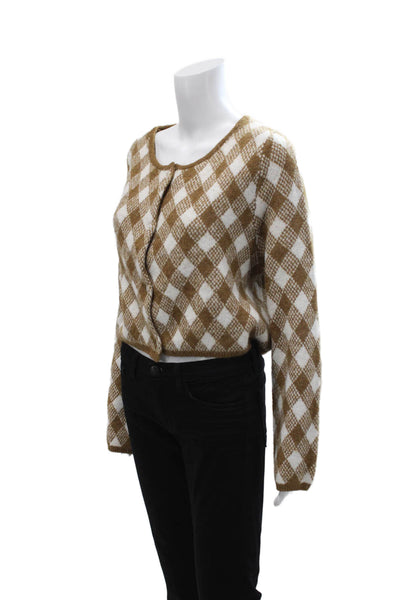 Zara Unisex Brown Argyle Button Cardigan 90s Size S