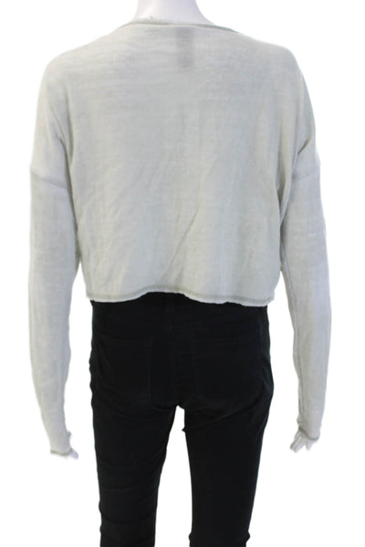 Mono B Womens Cropped Basic Gray Zip Long Sleeve Grunge Top Size S
