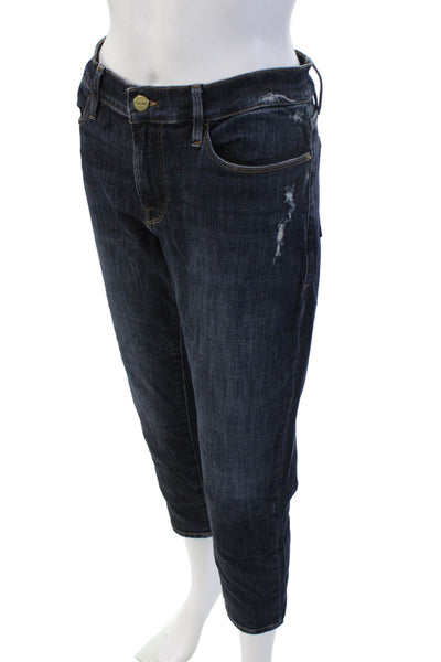 Frame Women Cropped Boyfriend High Rise Dark Blue Jeans Size 29