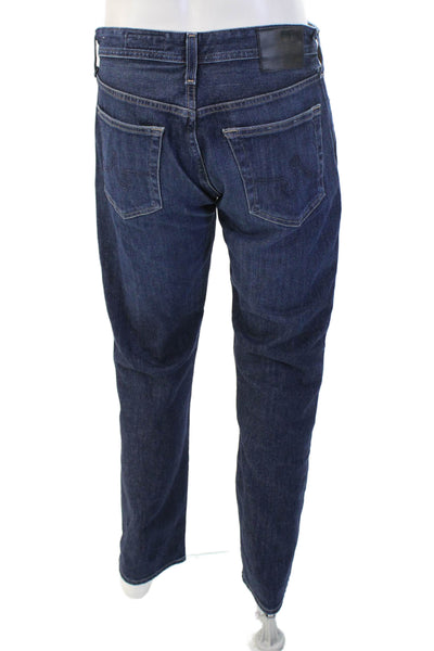 AG Adriano Goldschmied Mens Straight Tapered Jeans Dark Blue Button Size 32
