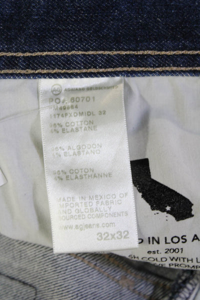 AG Adriano Goldschmied Mens Straight Tapered Jeans Dark Blue Button Size 32