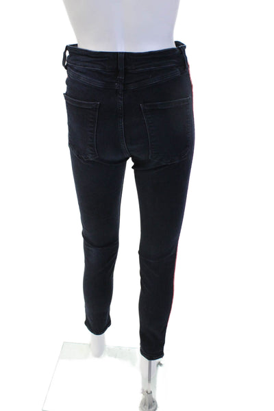 Zara Woman Women Ankle Skinny Striped Dark Blue Jeans Button Size 25