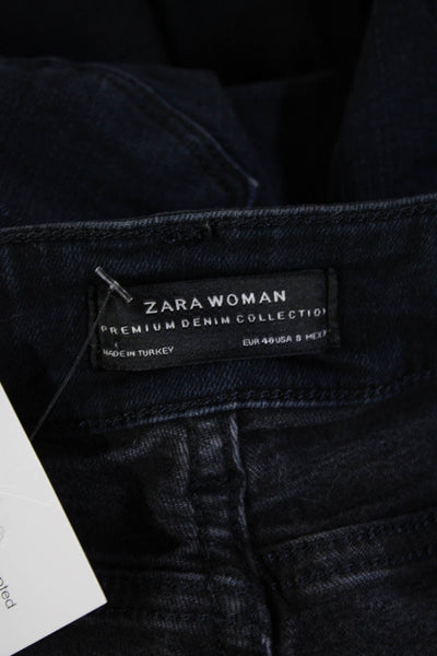 Zara Woman Women Ankle Skinny Striped Dark Blue Jeans Button Size 25
