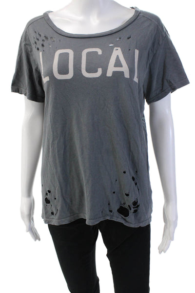 Sundry Women Graphic T-Shirt Dark Gray Short Sleeve Grunge Size 2