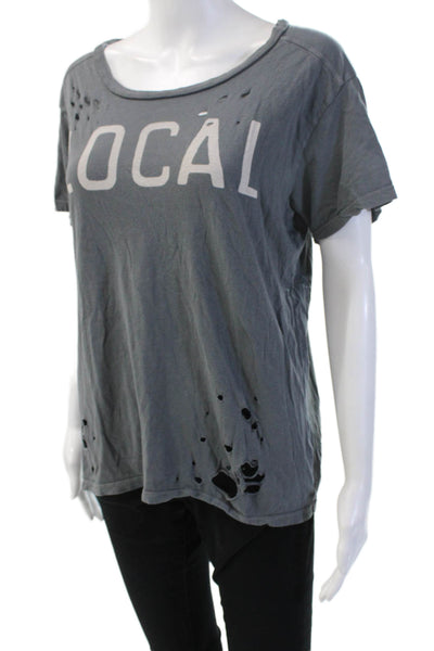 Sundry Women Graphic T-Shirt Dark Gray Short Sleeve Grunge Size 2