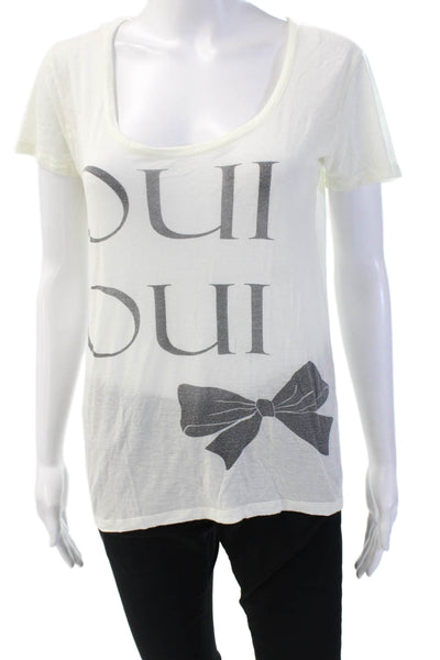 Torn by Ronny Kobo Womens White Graphic Quote Tee Short Sleeve Size S