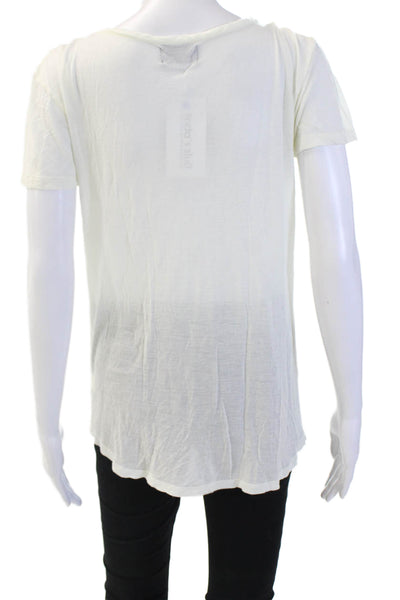 Torn by Ronny Kobo Womens White Graphic Quote Tee Short Sleeve Size S