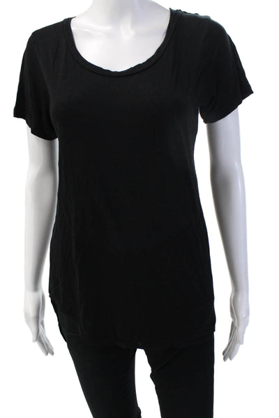 LNA Womens Black Jersey Basic T-Shirt Short Sleeve Round Neck Modal Size S