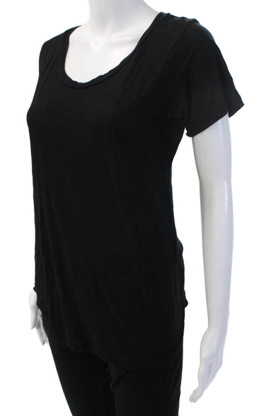 LNA Womens Black Jersey Basic T-Shirt Short Sleeve Round Neck Modal Size S