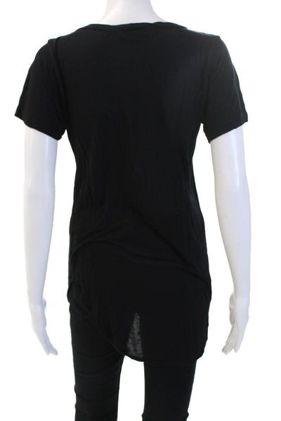 LNA Womens Black Jersey Basic T-Shirt Short Sleeve Round Neck Modal Size S