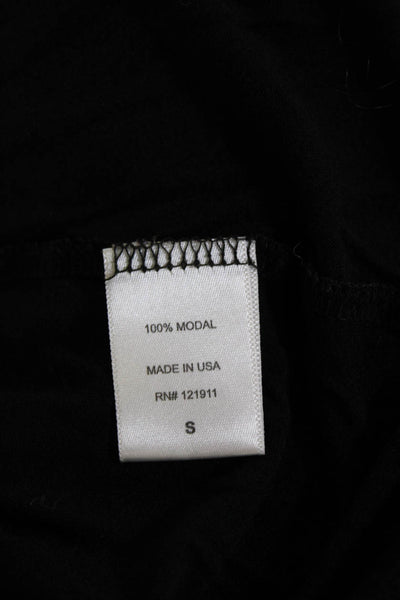 LNA Womens Black Jersey Basic T-Shirt Short Sleeve Round Neck Modal Size S