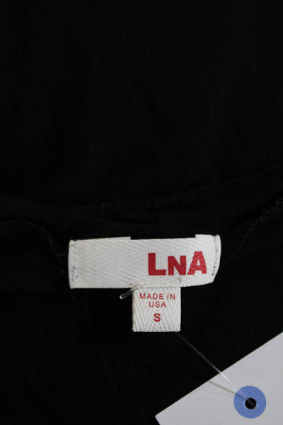 LNA Womens Black Jersey Basic T-Shirt Short Sleeve Round Neck Modal Size S