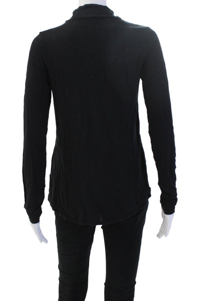 Velvet Womens Basic Black V-Neck Long Sleeve T-Shirt Size S