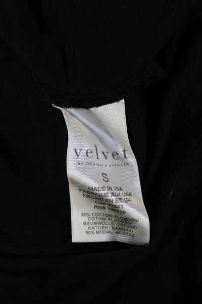 Velvet Womens Basic Black V-Neck Long Sleeve T-Shirt Size S