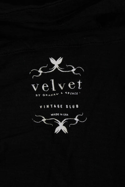 Velvet Womens Basic Black V-Neck Long Sleeve T-Shirt Size S