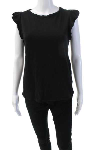 Velvet Womens Black Cotton Sleeveless Crew Neck Basic T-Shirt Size S