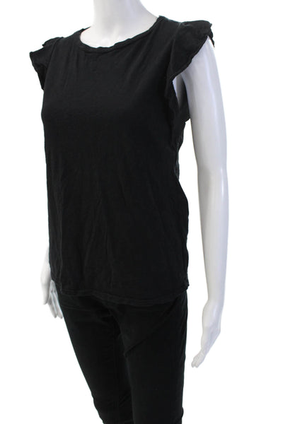 Velvet Womens Black Cotton Sleeveless Crew Neck Basic T-Shirt Size S