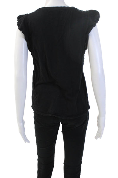 Velvet Womens Black Cotton Sleeveless Crew Neck Basic T-Shirt Size S