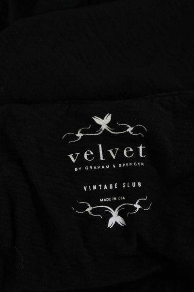 Velvet Womens Black Cotton Sleeveless Crew Neck Basic T-Shirt Size S