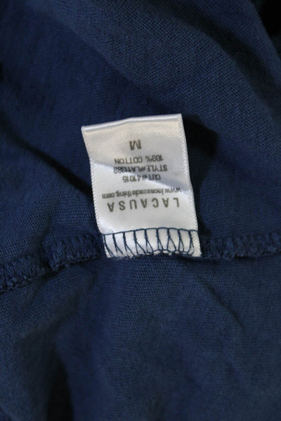 Lacausa Women Basic Dark Blue Cotton Crew Neck Long Sleeve T-Shirt Size M