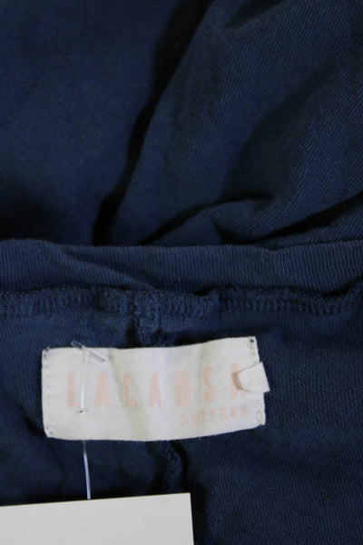 Lacausa Women Basic Dark Blue Cotton Crew Neck Long Sleeve T-Shirt Size M