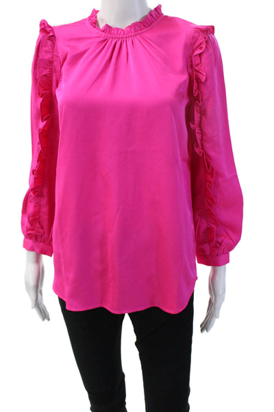J Crew Women Pink High Neck Long Sleeve Blouse 100% Polyester Size XS