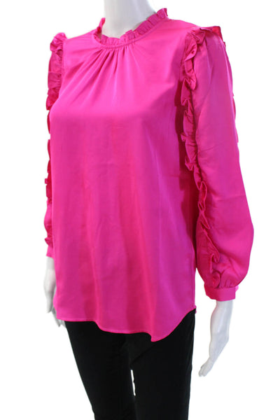 J Crew Women Pink High Neck Long Sleeve Blouse 100% Polyester Size XS