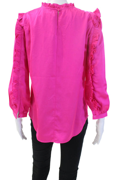 J Crew Women Pink High Neck Long Sleeve Blouse 100% Polyester Size XS