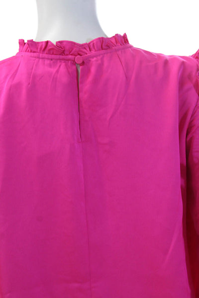 J Crew Women Pink High Neck Long Sleeve Blouse 100% Polyester Size XS