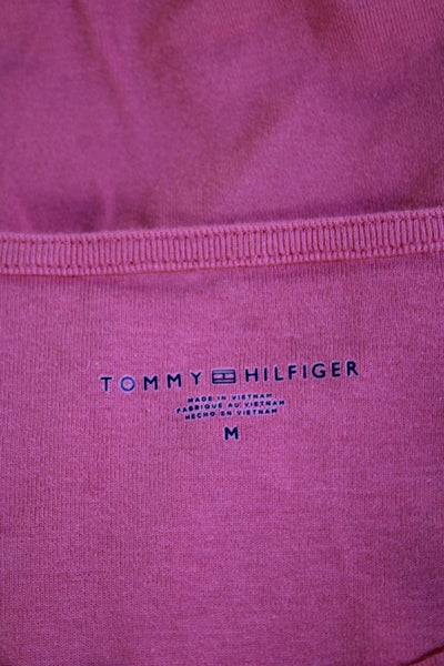 Tommy Hilfiger Women Basic Pink 3/4 Sleeve Round Neck Cotton T-Shirt Size M
