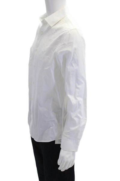 Zara Mens Point Collar Cotton White Long Sleeve Dress Shirt Size M