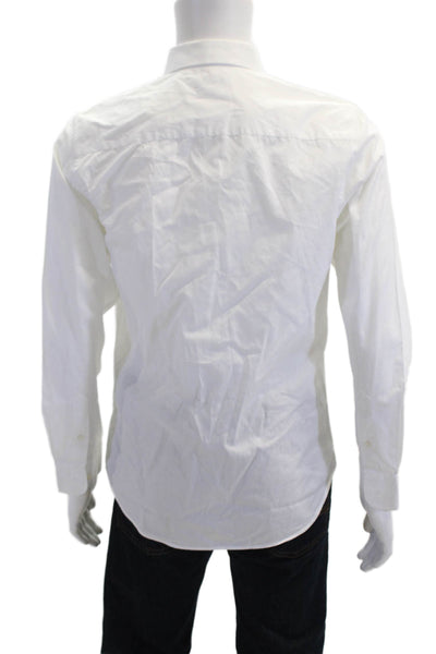Zara Mens Point Collar Cotton White Long Sleeve Dress Shirt Size M