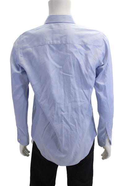Zara Mens Point Collar Light Blue 100% Cotton Dress Shirt Long Sleeve Size M