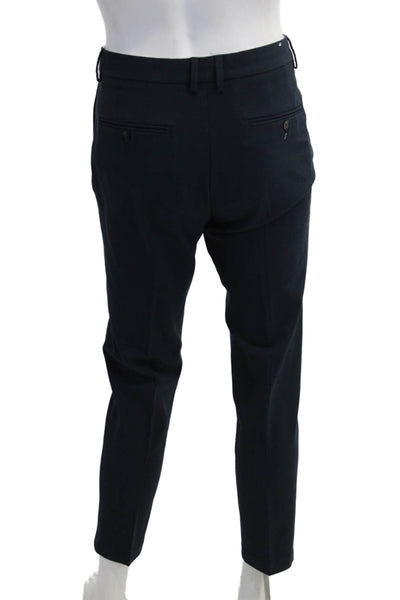Zara Mens Ankle Cropped Dress Pants Dark Blue Button 28 Inseam Size 32