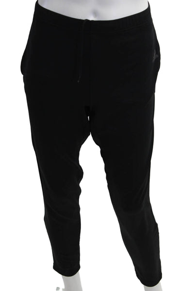 Adidas Mens Ankle Jogger Pants Black Drawstring Polyester Spandex Size M