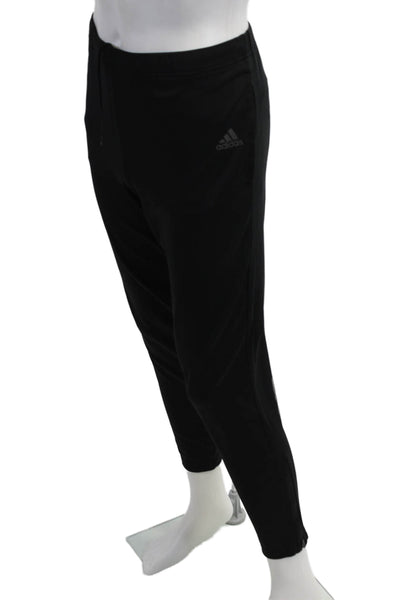 Adidas Mens Ankle Jogger Pants Black Drawstring Polyester Spandex Size M